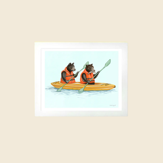 Bears Kayaking Art Print