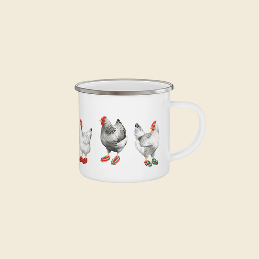 Hens in Slippers Enamel Mug