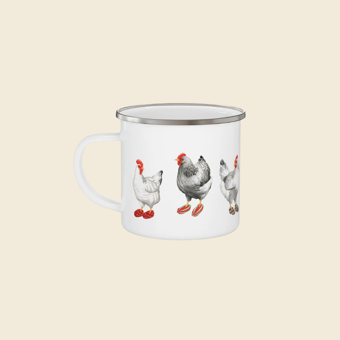 Hens in Slippers Enamel Mug