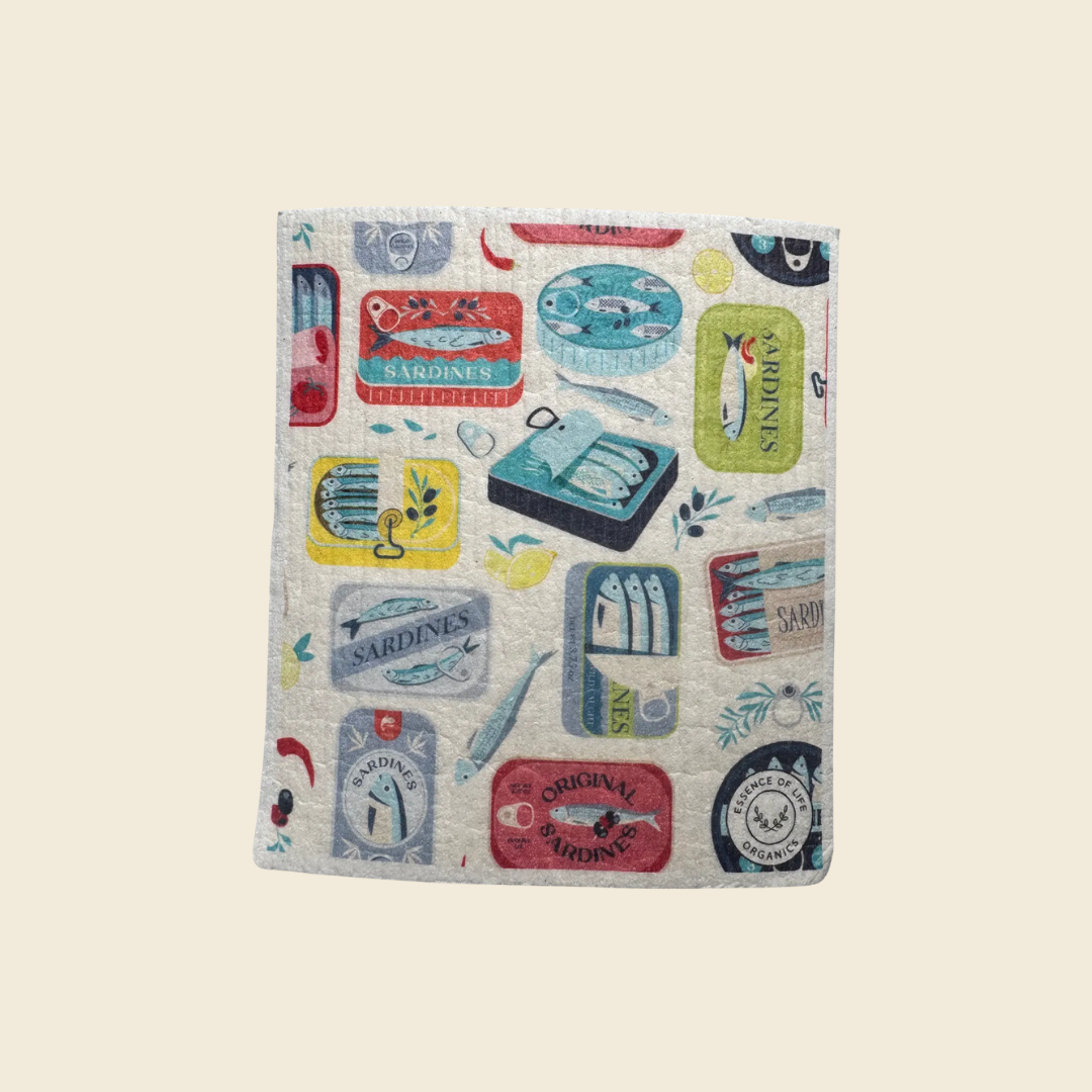 Swedish Discloth with Sardine Print