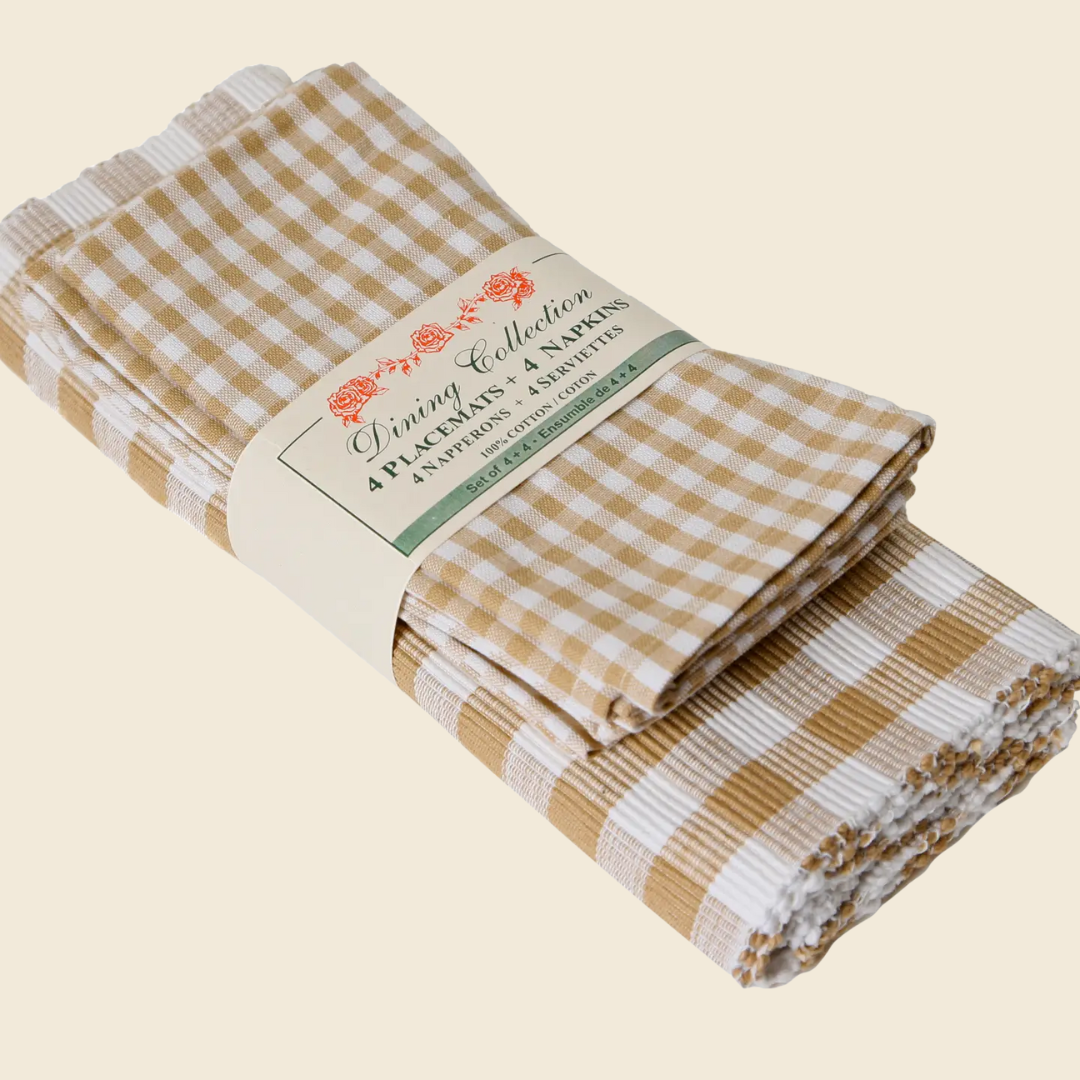 Beige Printed Napkin/Placemat Set
