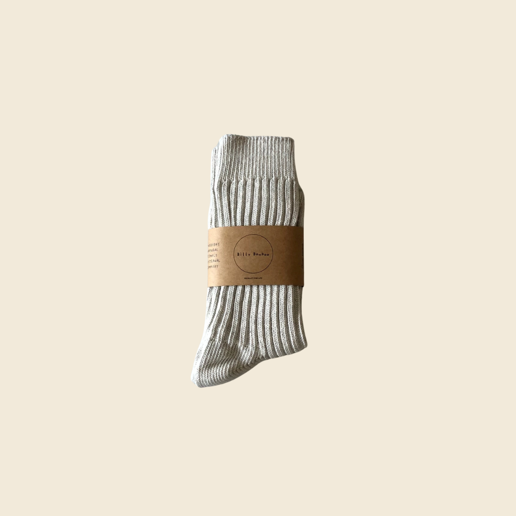 Ribbed Cotton High Socks (Oat Melange)