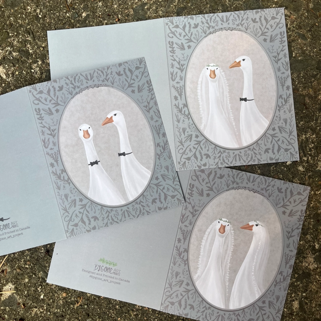 Victorian Wedding Goose Cards (3 Couple Options)