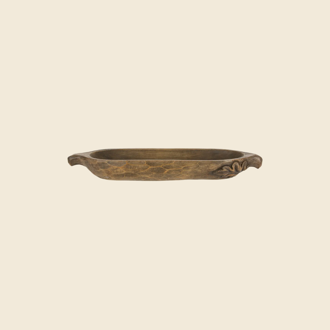 Brown Tray With Leaf Motif